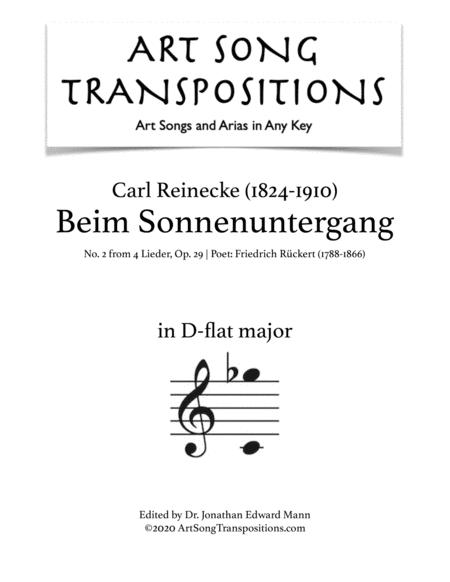 Free Sheet Music Reinecke Beim Sonnenuntergang Op 29 No 4 Transposed To D Flat Major
