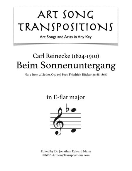 Reinecke Beim Sonnenuntergang Op 29 No 4 Transposed To E Flat Major Sheet Music