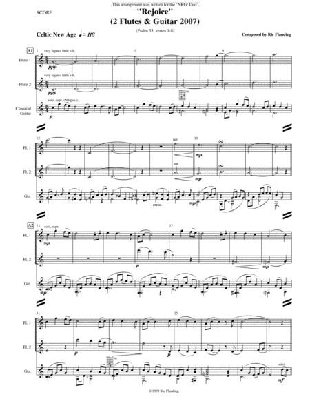 Free Sheet Music Rejoice 2 Flutes Guitar