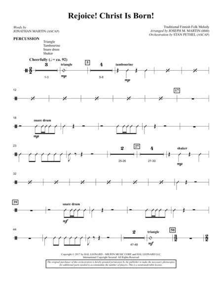 Rejoice Christ Is Born Percussion Sheet Music