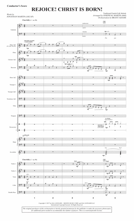 Free Sheet Music Rejoice Christ Is Born Score