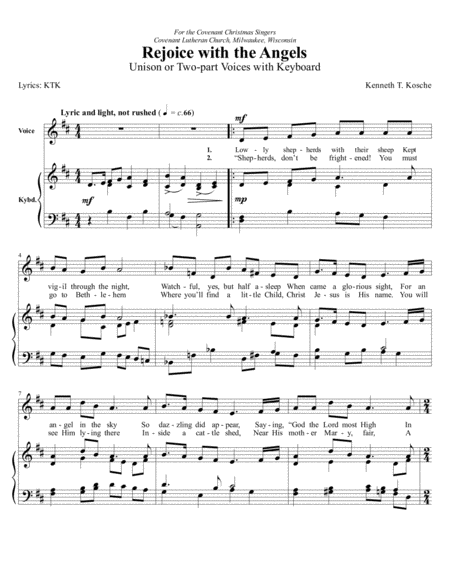 Free Sheet Music Rejoice With The Angels