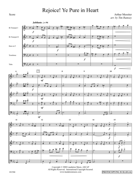 Rejoice Ye Pure In Heart Sheet Music