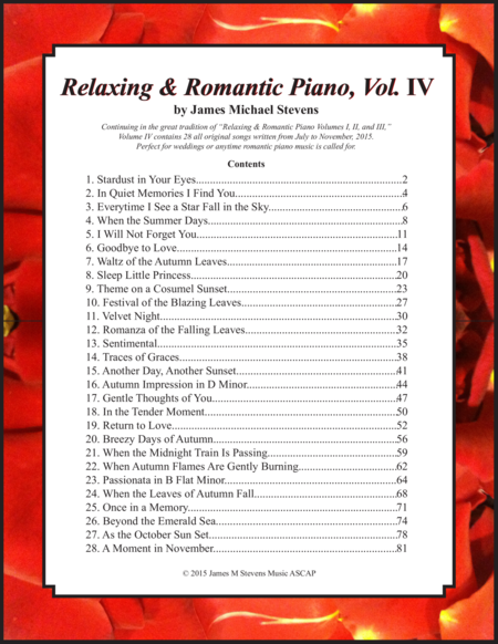 Relaxing Romantic Piano Vol Iv Sheet Music