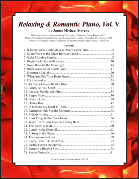 Relaxing Romantic Piano Vol V Sheet Music