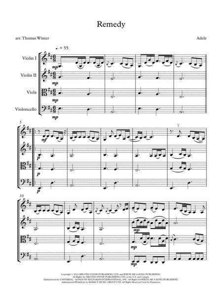 Remedy By Adele String Quartet Trio Duo And Or Solo Violin Sheet Music