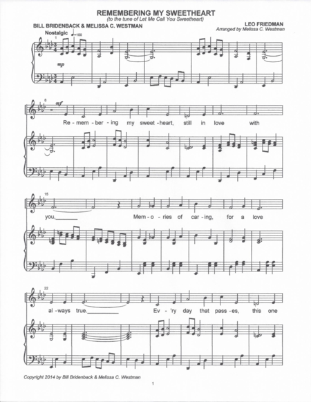 Free Sheet Music Remembering My Sweetheart