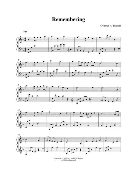 Free Sheet Music Remembering