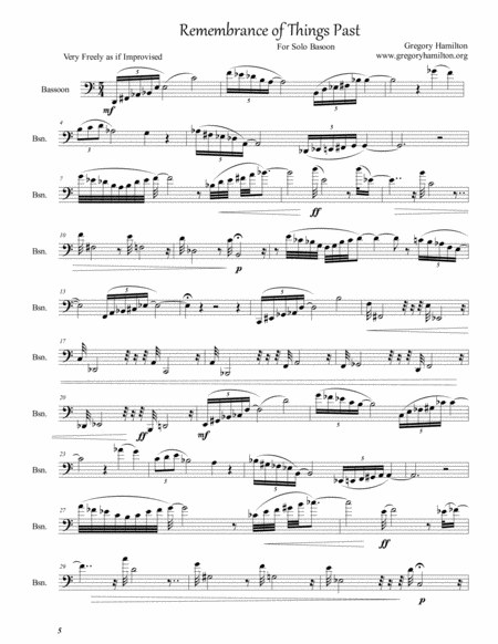 Free Sheet Music Remembrance Of Things Past For Solo Basoon