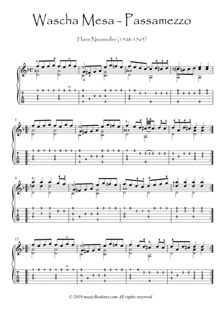 Free Sheet Music Renaissance For Guitar Wascha Mesa Passamezzo