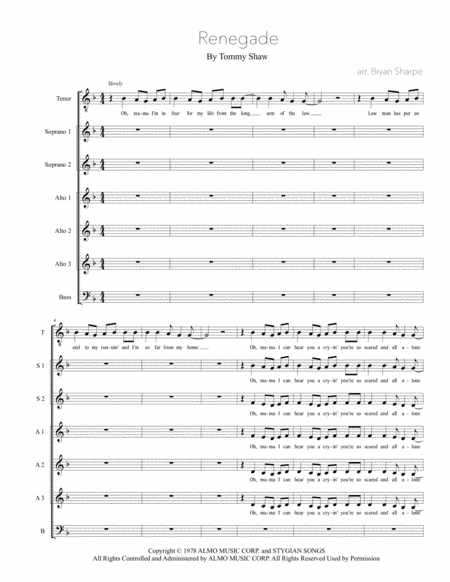 Free Sheet Music Renegade