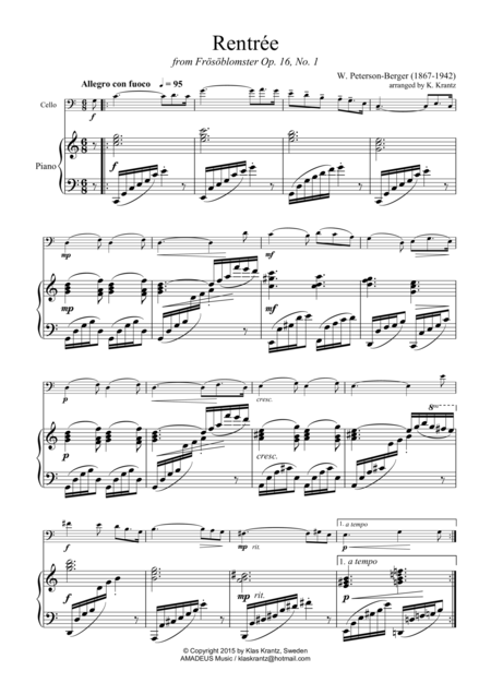 Free Sheet Music Rentre For Cello And Piano