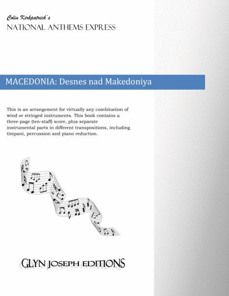 Free Sheet Music Republic Of Macedonia National Anthem Desnes Nad Makedoniya
