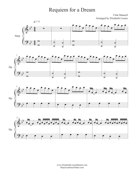 Free Sheet Music Requiem For A Dream Lever Pedal Harp Or Piano