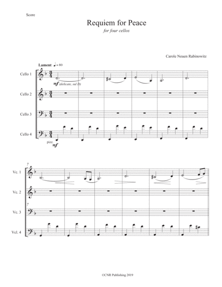 Free Sheet Music Requiem For Peace For Cello Quartet