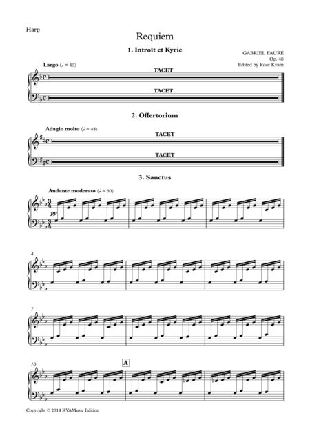 Requiem Op 48 Instrumental Parts Sheet Music