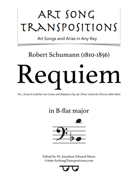 Free Sheet Music Requiem Op 90 No 7 Transposed To B Flat Major Bass Clef