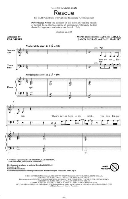 Rescue Arr Ed Lojeski Sheet Music