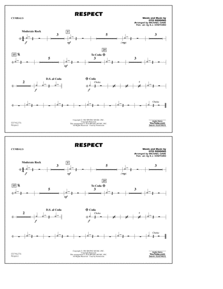 Respect Arr Michael Oare Cymbals Sheet Music