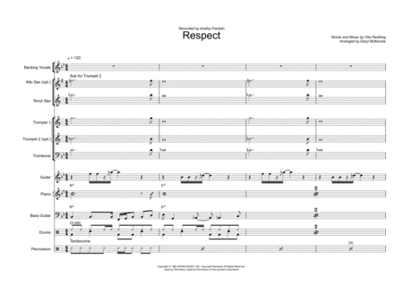 Free Sheet Music Respect Vocal With Small Band 3 4 Horns Key Of Bb