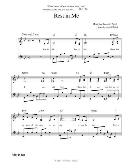 Free Sheet Music Rest In Me