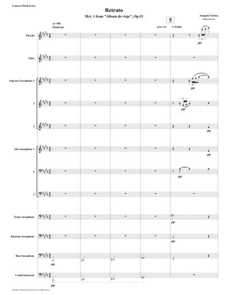 Retrato Mvt 1 From Lbum De Viaje Op 15 By Juaqun Turina Saxophone Nonet Fl Picc Cbn Sheet Music