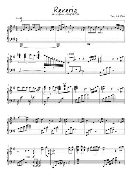 Reverie An Original Composition Yik Khai Sheet Music