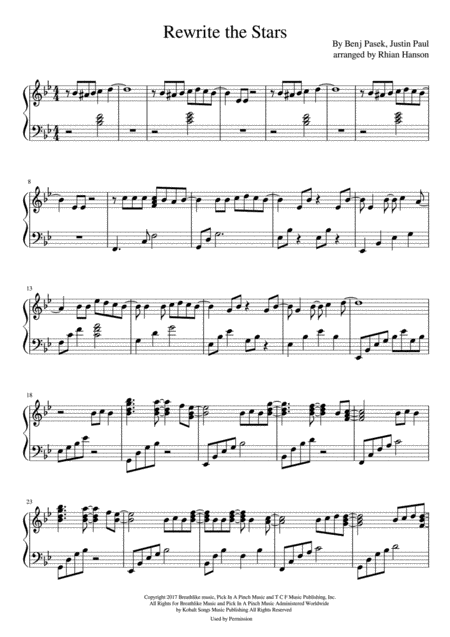 Free Sheet Music Rewrite The Stars For Solo Harp