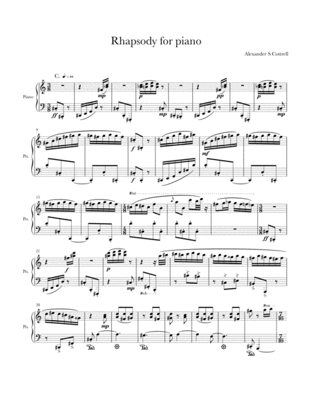 Rhapsody For Piano Sheet Music