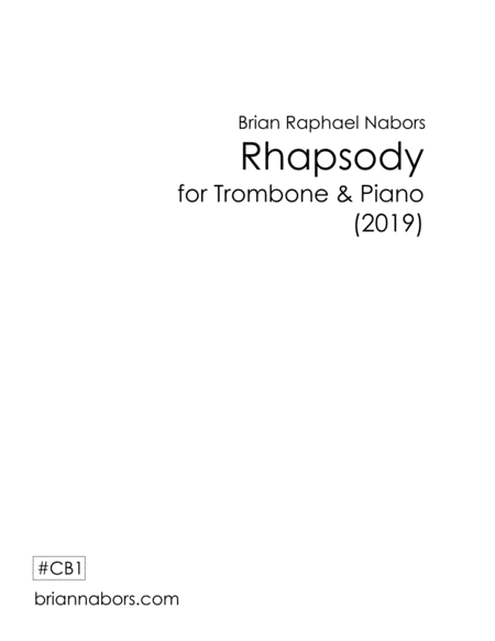 Rhapsody For Trombone And Piano Full Score Trombone Part Sheet Music