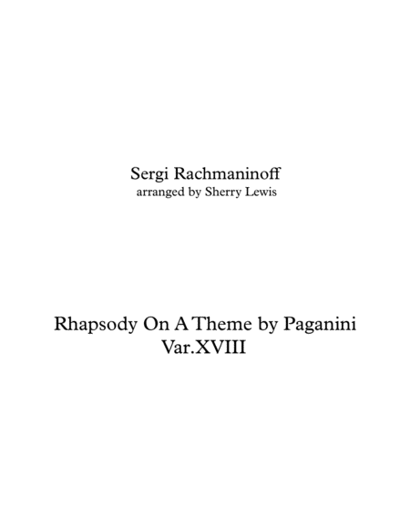 Rhapsody On A Theme By Paganini String Quartet For String Quartet Sheet Music