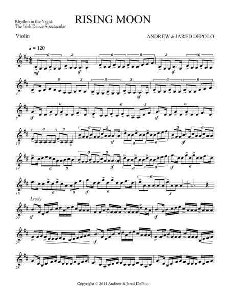 Free Sheet Music Rhythm In The Night Rising Moon Violin