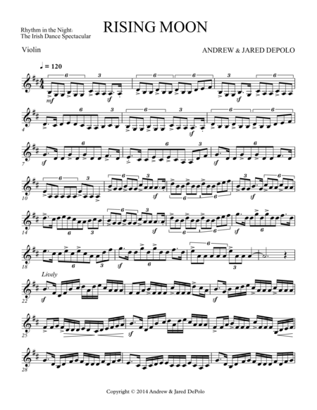 Rhythm In The Night Rising Moon Violin Sheet Music