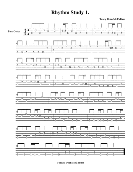 Rhythm Study No 1 Bass Guitar Tablature Sheet Music