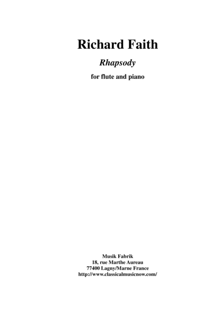 Richard Faith Rhapsody For Flute And Piano Sheet Music