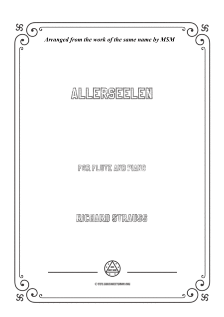 Free Sheet Music Richard Strauss Allerseelen For Flute And Piano