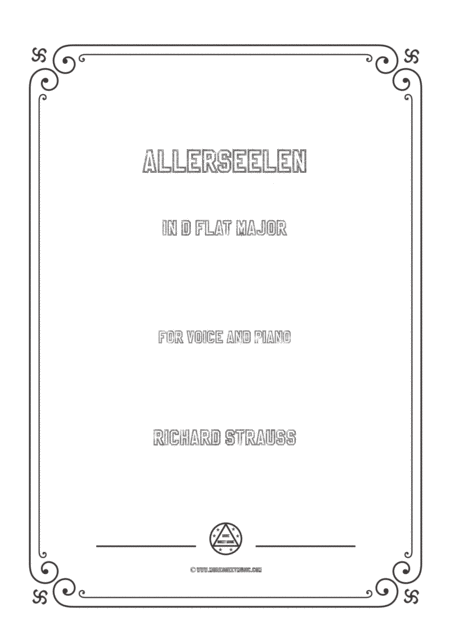 Free Sheet Music Richard Strauss Allerseelen In D Flat Major For Voice And Piano