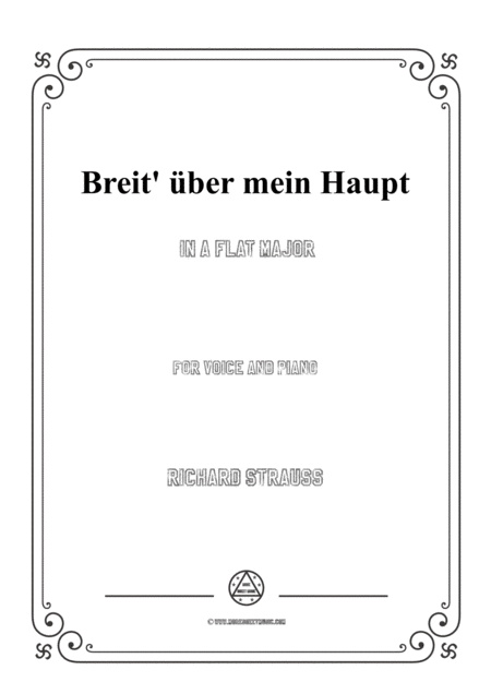 Free Sheet Music Richard Strauss Breit Ber Mein Haupt In A Flat Major For Voice And Piano