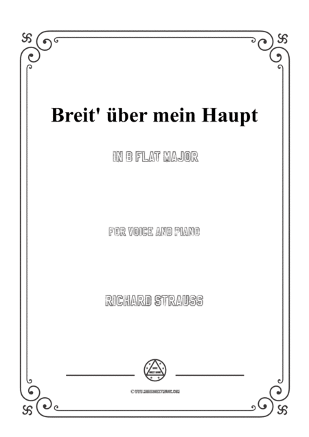 Richard Strauss Breit Ber Mein Haupt In B Flat Major For Voice And Piano Sheet Music