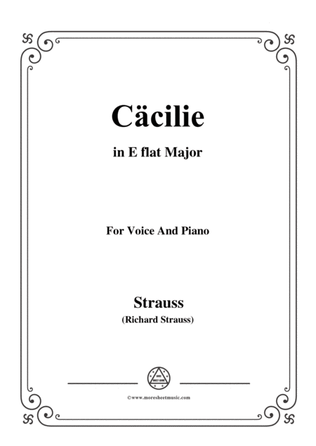 Richard Strauss Ccilie In E Flat Major For Voice And Piano Sheet Music