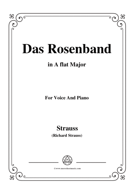 Richard Strauss Das Rosenband In A Flat Major For Voice And Piano Sheet Music