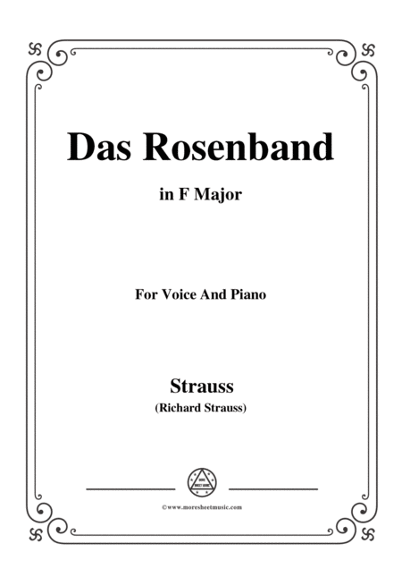 Free Sheet Music Richard Strauss Das Rosenband In F Major For Voice And Piano