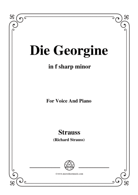 Richard Strauss Die Georgine In F Sharp Minor For Voice And Piano Sheet Music