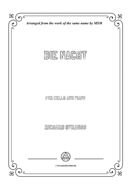 Free Sheet Music Richard Strauss Die Nacht For Cello And Piano
