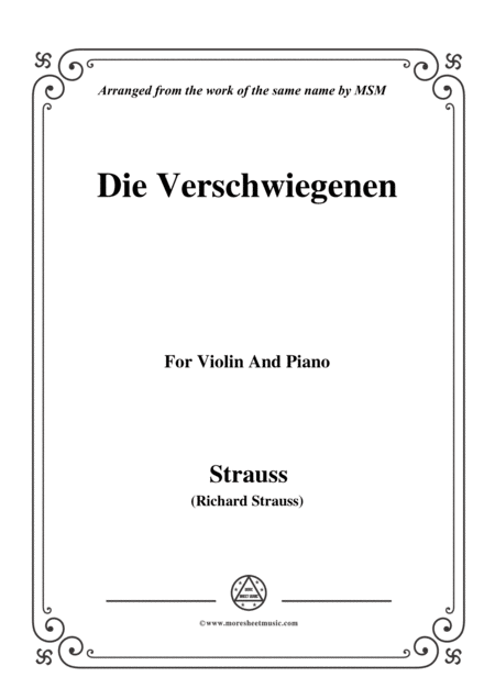 Richard Strauss Die Verschwiegenen For Violin And Piano Sheet Music