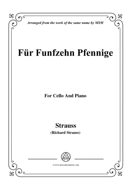 Richard Strauss Fr Funfzehn Pfennige For Cello And Piano Sheet Music