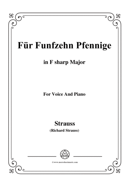 Richard Strauss Fr Funfzehn Pfennige In F Sharp Major For Voice And Piano Sheet Music