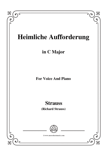 Free Sheet Music Richard Strauss Heimliche Aufforderung In C Major For Voice And Piano