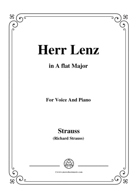 Free Sheet Music Richard Strauss Herr Lenz In A Flat Major For Voice And Piano