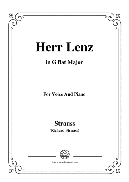Free Sheet Music Richard Strauss Herr Lenz In G Flat Major For Voice And Piano